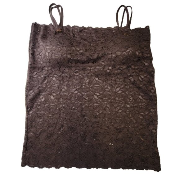 Dark Brown Tank Top Lace Camisole SIZE M - Stretchy Top -  NEW - Picture 8 of 9